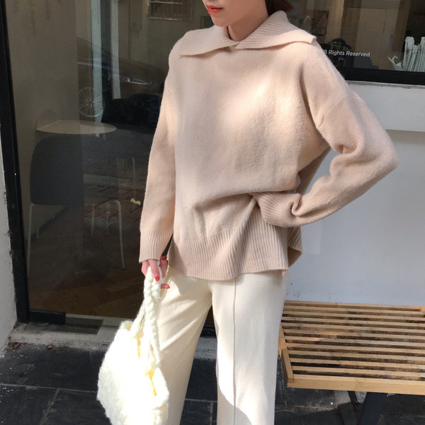 Női alkalmi téli pulóver gallérral több színben