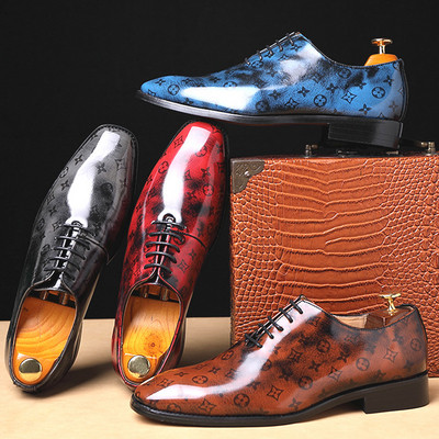 Модерни официални мъжки обувки с връзки в четири цвята 