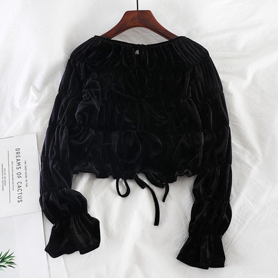 Μοντέρνα γυναικεία μπλούζα με κορδόνια σε πράσινο, ροζ και μαύρο χρώμα