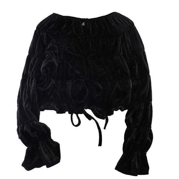 Μοντέρνα γυναικεία μπλούζα με κορδόνια σε πράσινο, ροζ και μαύρο χρώμα