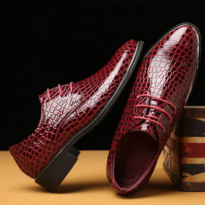 Официални мъжки обувки със змийски десен в три цвята 