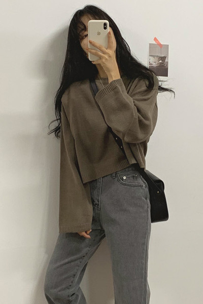 Női őszi-téli blúz széles modell kerek nyakkivágással