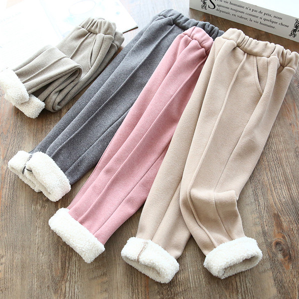 Μοντέρνο παιδικό παντελόνι με απαλή επένδυση για κορίτσια σε διάφορα χρώματα