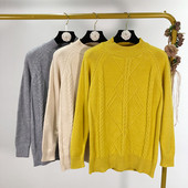 Női alkalmi pulóver sárga, fehér és szürke színben