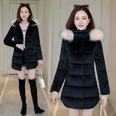 Modern női bársony kabát kapucnival több színben