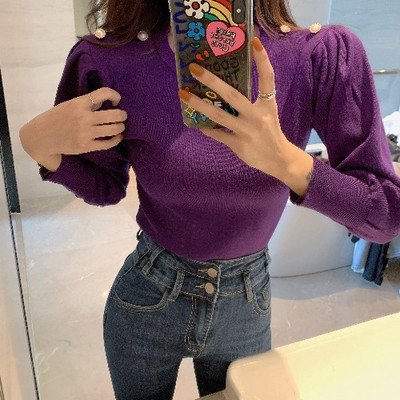 Modern női pulóver kerek nyakkivágással, négy színben