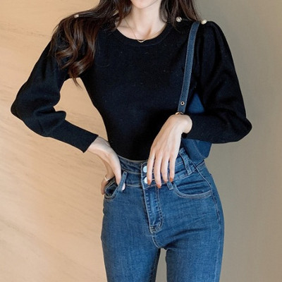 Modern női pulóver kerek nyakkivágással, négy színben