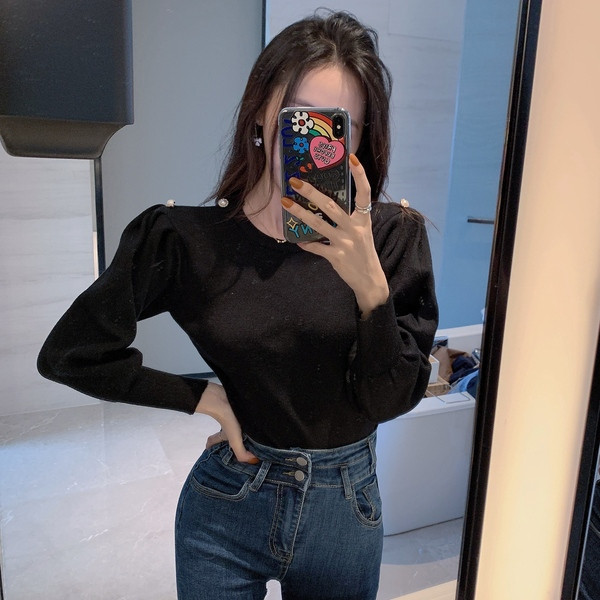 Modern női pulóver kerek nyakkivágással, négy színben