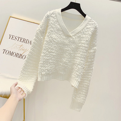 Pulover de dama modern cu decolteu spitz in mai multe culori