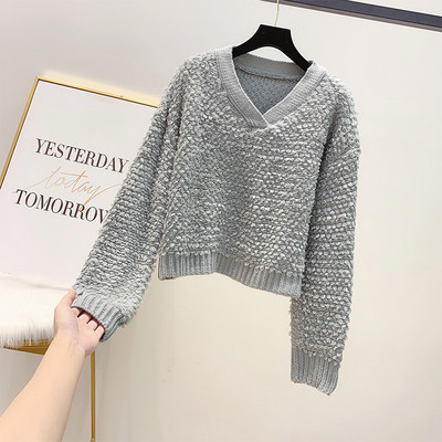 Pulover de dama modern cu decolteu spitz in mai multe culori