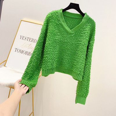 Pulover de dama modern cu decolteu spitz in mai multe culori