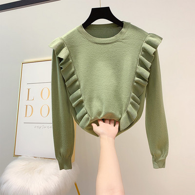 Modern női pulóver kerek nyakkivágással, több színben