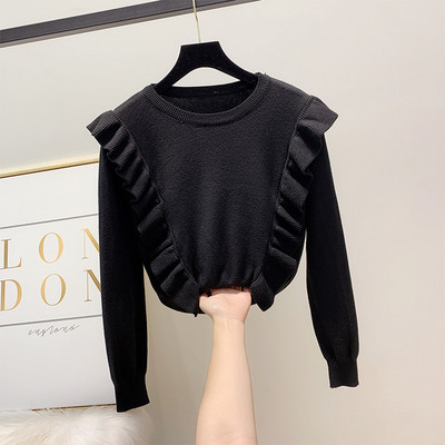 Modern női pulóver kerek nyakkivágással, több színben