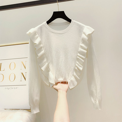 Modern női pulóver kerek nyakkivágással, több színben