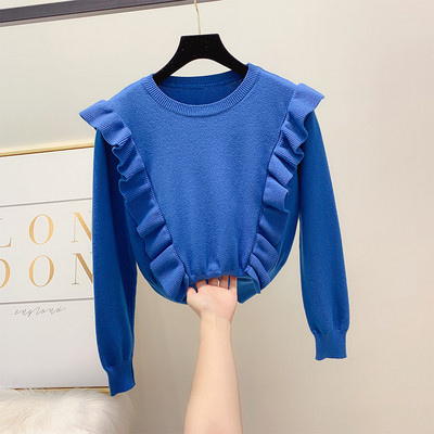 Modern női pulóver kerek nyakkivágással, több színben