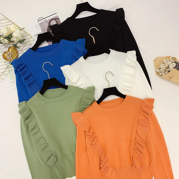 Modern női pulóver kerek nyakkivágással, több színben