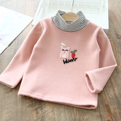 Modern gyermekblúz magas pólógallérral lányoknak rózsaszín, sárga, zöld és bézs színben