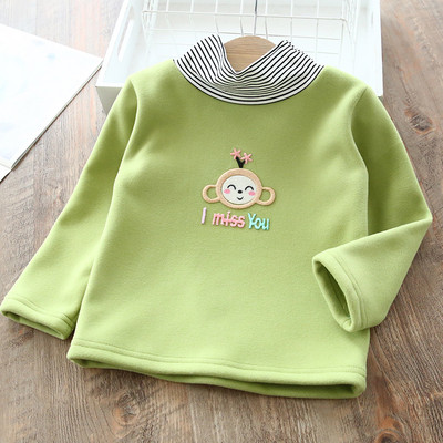 Modern gyermekblúz magas pólógallérral lányoknak rózsaszín, sárga, zöld és bézs színben