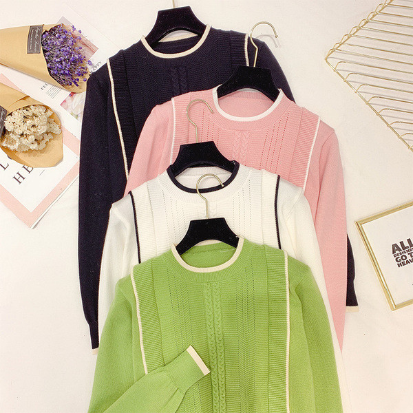 Γυναικείο πουλόβερ με στρογγυλη λαιμόκοψη σε τέσσερα χρώματα