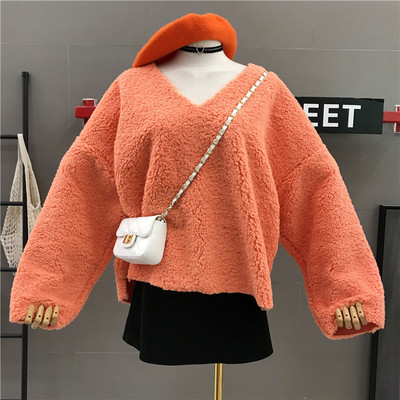 Γυναικείο ζαετό πουλόβερ με λαιμόκοψη σε διάφορα χρώματα