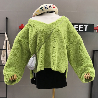 Γυναικείο ζαετό πουλόβερ με λαιμόκοψη σε διάφορα χρώματα