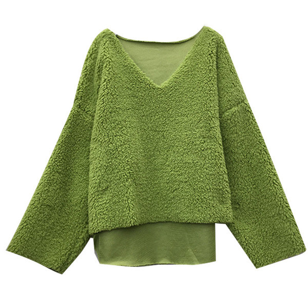 Γυναικείο ζαετό πουλόβερ με λαιμόκοψη σε διάφορα χρώματα