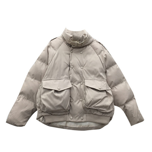 Geaca de iarna de dama cu buzunare mari in negru, alb si galben