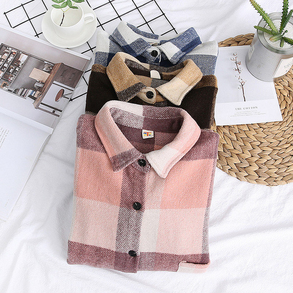 Camasa in carouri de dama model nou cu buzunar in culorile maro, roz si albastru