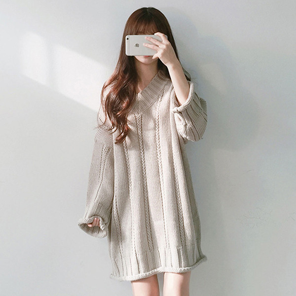 Rochie de iarna de dama cu decolteu spitz in mai multe culori