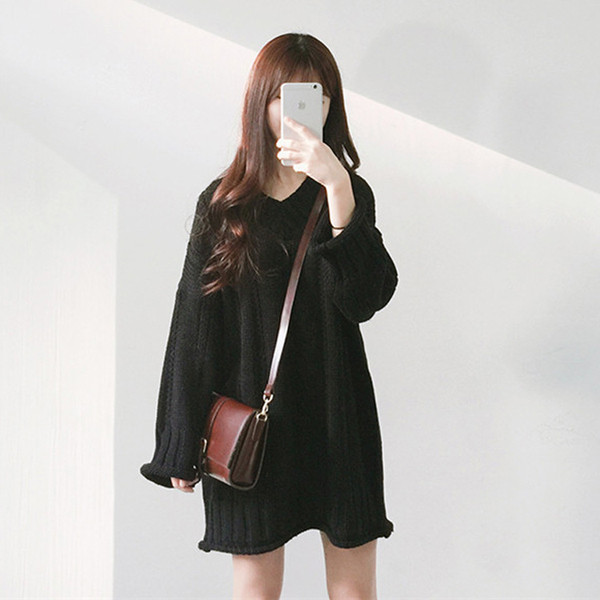 Rochie de iarna de dama cu decolteu spitz in mai multe culori