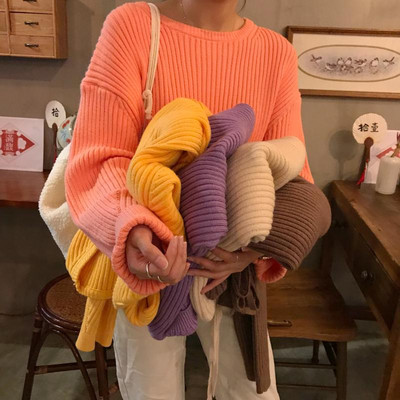 Női őszi-téli pulóver kerek nyakkivágással, többféle színben