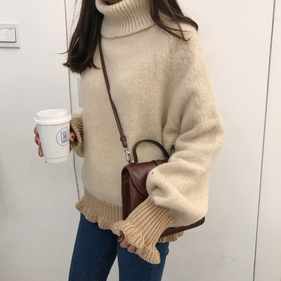 Pulover de iarna de dama cu guler polo inalt in mai multe culori