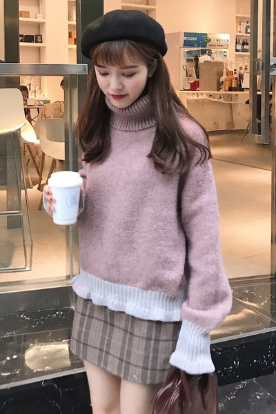 Pulover de iarna de dama cu guler polo inalt in mai multe culori