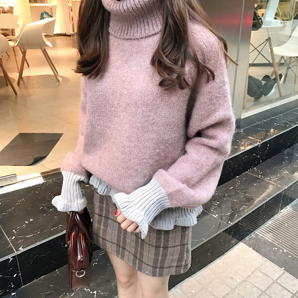 Pulover de iarna de dama cu guler polo inalt in mai multe culori