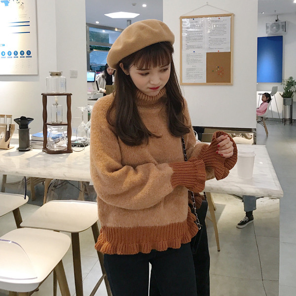 Pulover de iarna de dama cu guler polo inalt in mai multe culori