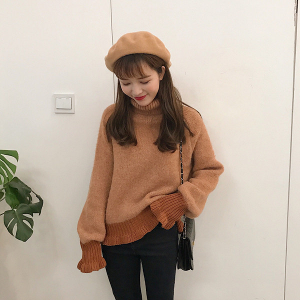 Pulover de iarna de dama cu guler polo inalt in mai multe culori