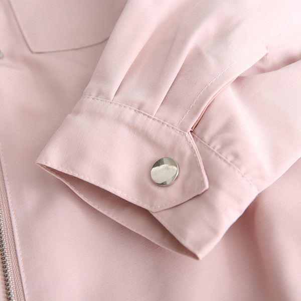 Palton de toamna de dama model nou cu gluga in galben si roz