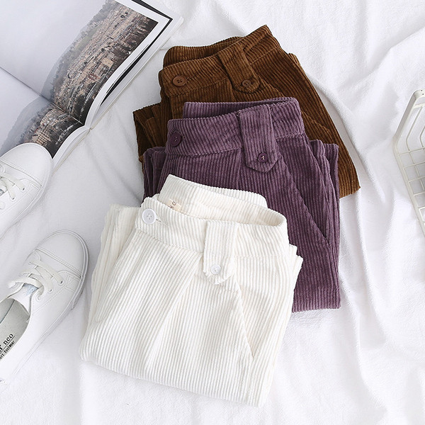 Нов модел дамски панталон -широк модел в бял,кафяв и лилав цвят