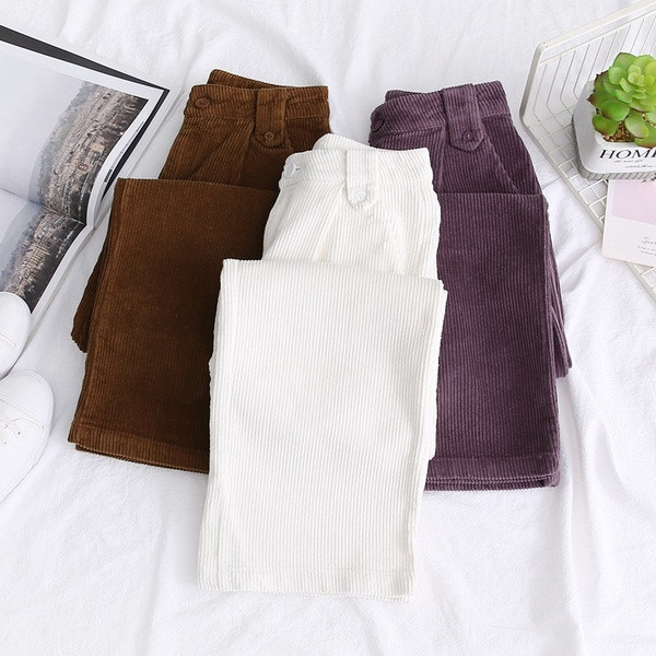 Нов модел дамски панталон -широк модел в бял,кафяв и лилав цвят