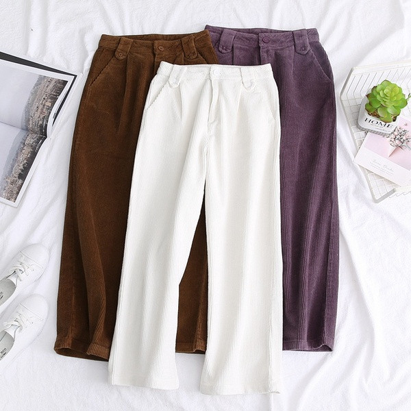 Нов модел дамски панталон -широк модел в бял,кафяв и лилав цвят