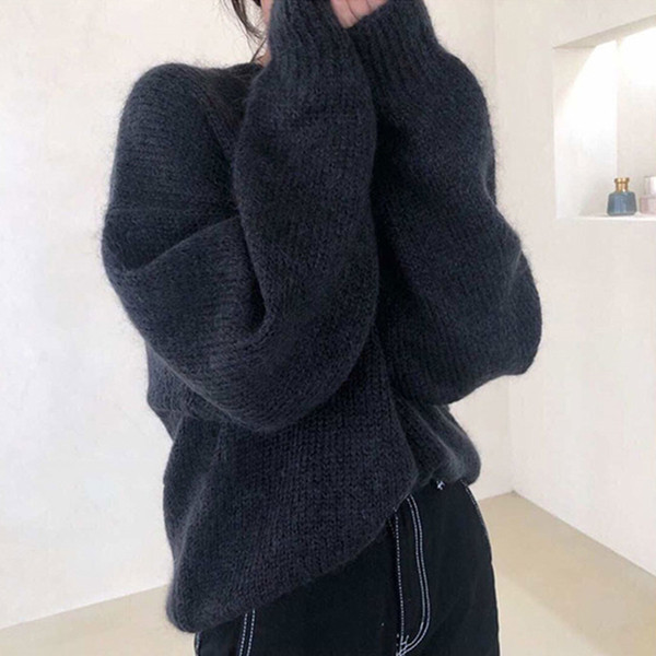 Pulover gros de iarnă de damă în negru, roz, verde și portocaliu