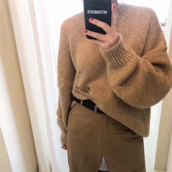 Pulover gros de iarnă de damă în negru, roz, verde și portocaliu