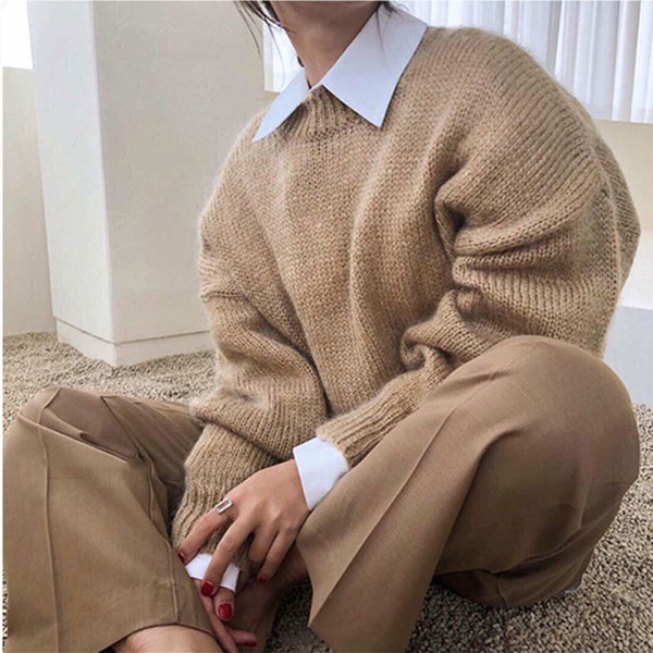 Pulover gros de iarnă de damă în negru, roz, verde și portocaliu