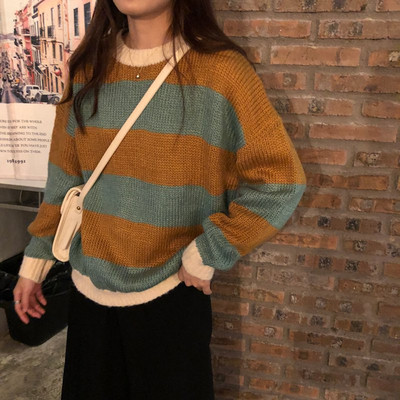 Χειμερινό γυναικείο πουλόβερ με στρογγυλό λαιμόκοψη