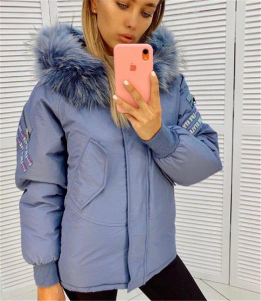 Modern női téli kabát kapucnival és pehellyel hét színben