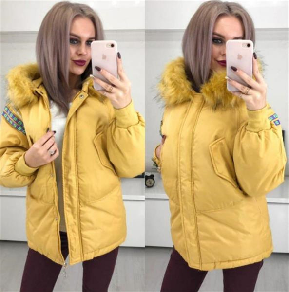 Modern női téli kabát kapucnival és pehellyel hét színben