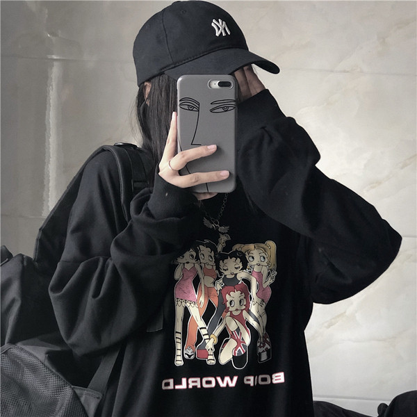 Bluză de damă sport-casual cu aplicație în negru și gri