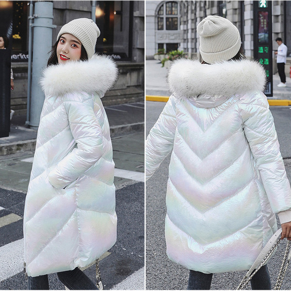 Μοντέρνο μακρύ χειμωνιάτικο γυναικείο μπουφάν με κουκούλα και τσέπες σε διάφορα χρώματα