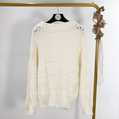 Πουλόβερ με μακρύ μανίκι με ωοειδές λαιμόκοψη σε κίτρινο, λευκό και πράσινο χρώμα