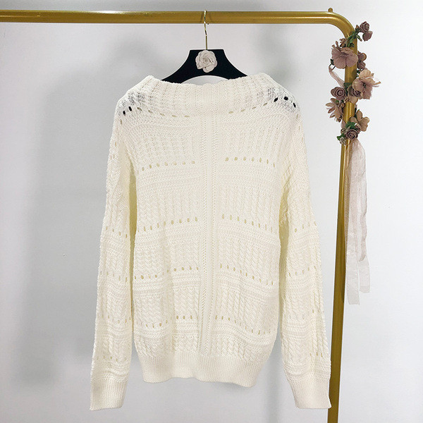 Πουλόβερ με μακρύ μανίκι με ωοειδές λαιμόκοψη σε κίτρινο, λευκό και πράσινο χρώμα